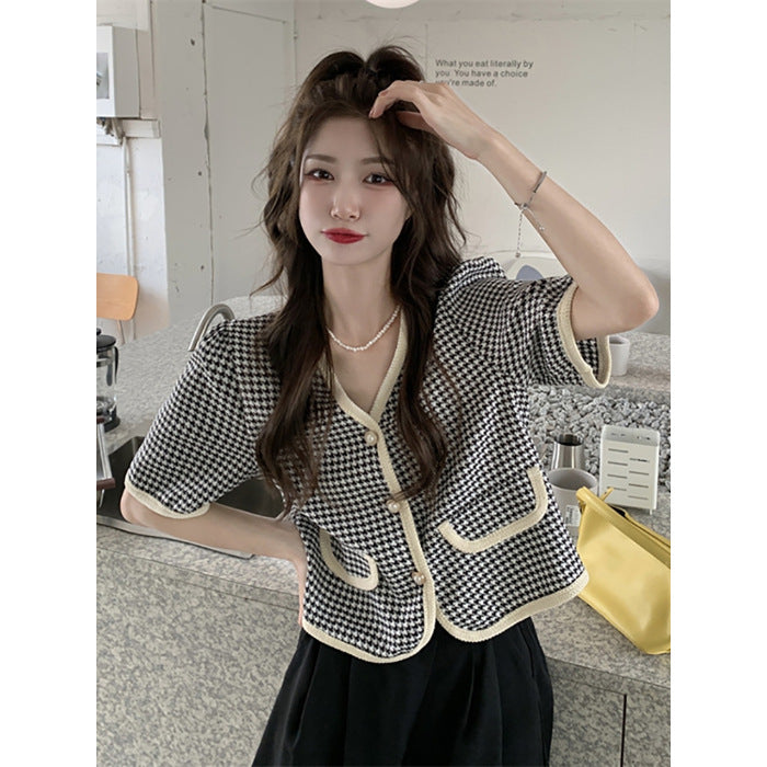 Chanel-style Blouse Houndstooth - Memorree