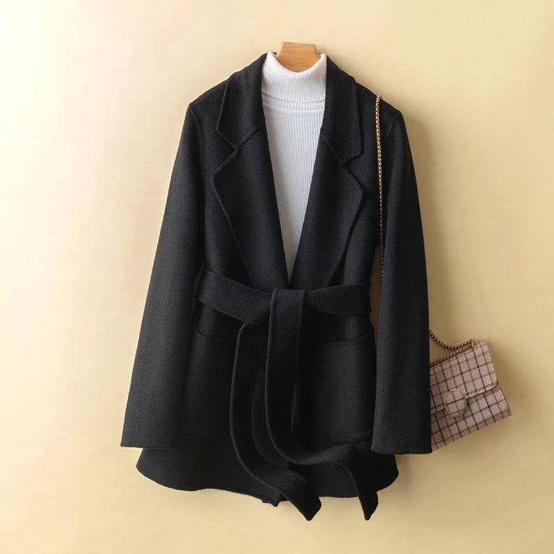 Pure Wool Double Cashmere Slim-fit Half Coat - Memorree