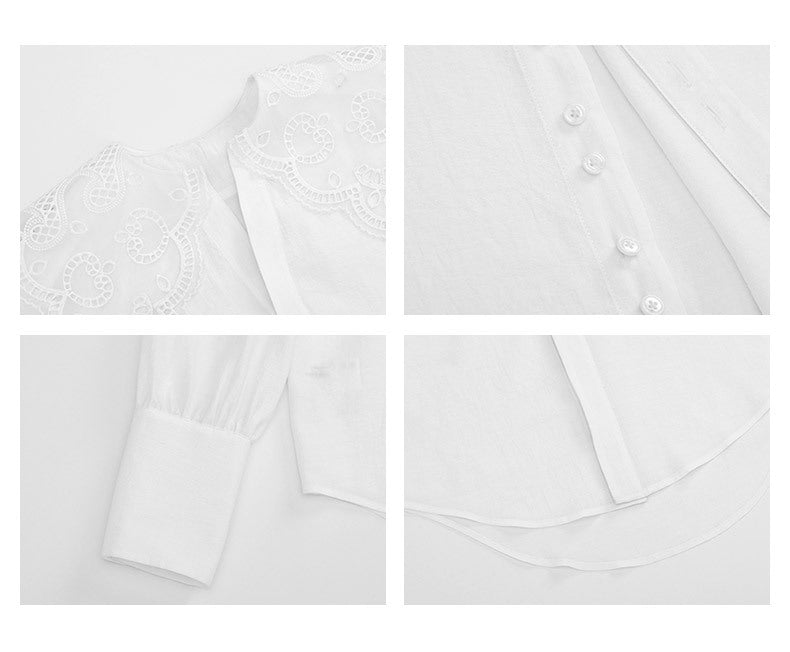 French Retro  Lace Collar Blouse - Memorree