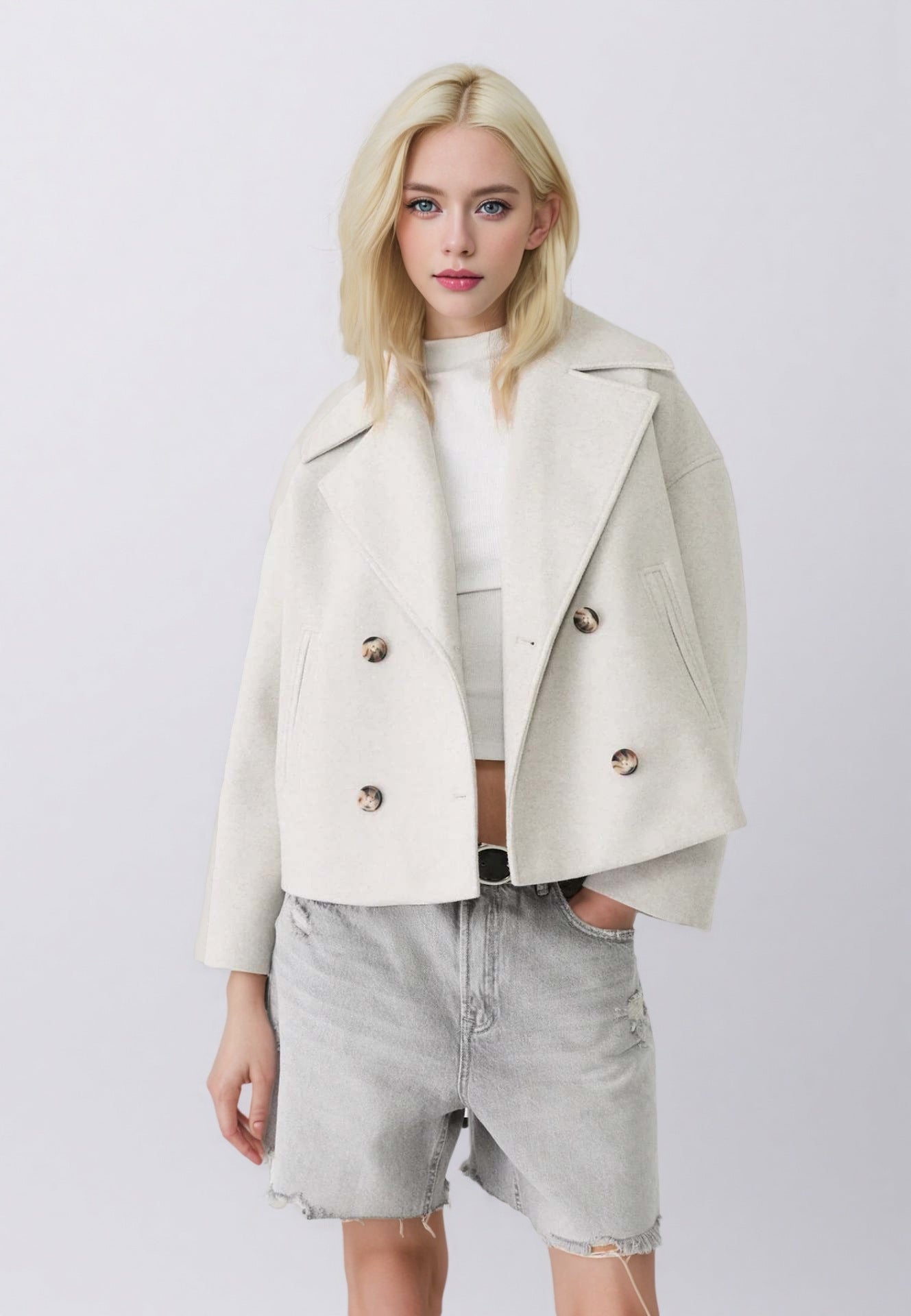 Babe Half Pea Coat Oversize - Memorree