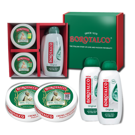 Borotalco Body Care Set [2 × Velveting Body Cream (150ml), 2 × Shower Cream (250ml)]