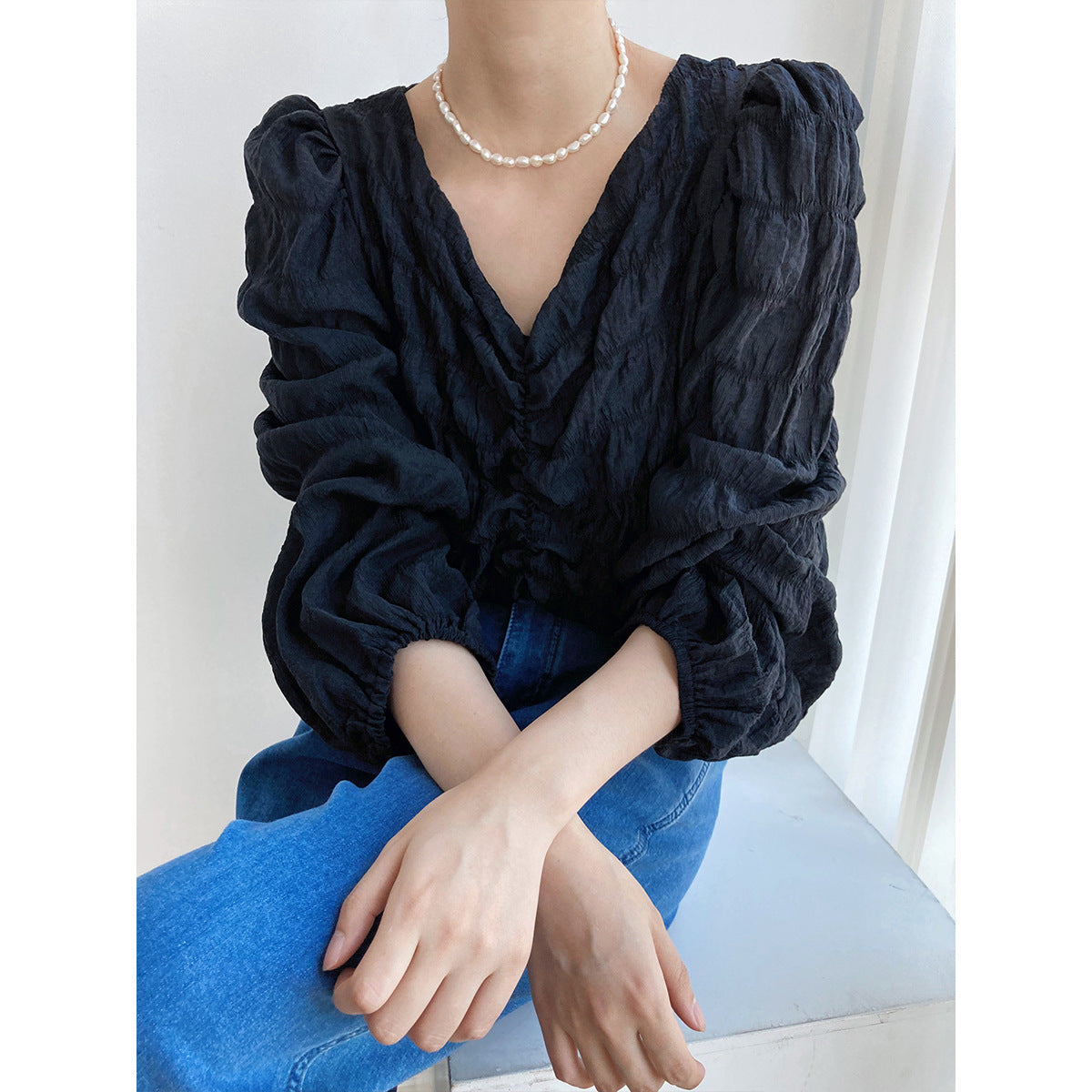 Chiffon Pleated Blouse - Memorree