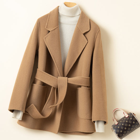 Pure Wool Double Cashmere Slim-fit Half Coat - Memorree