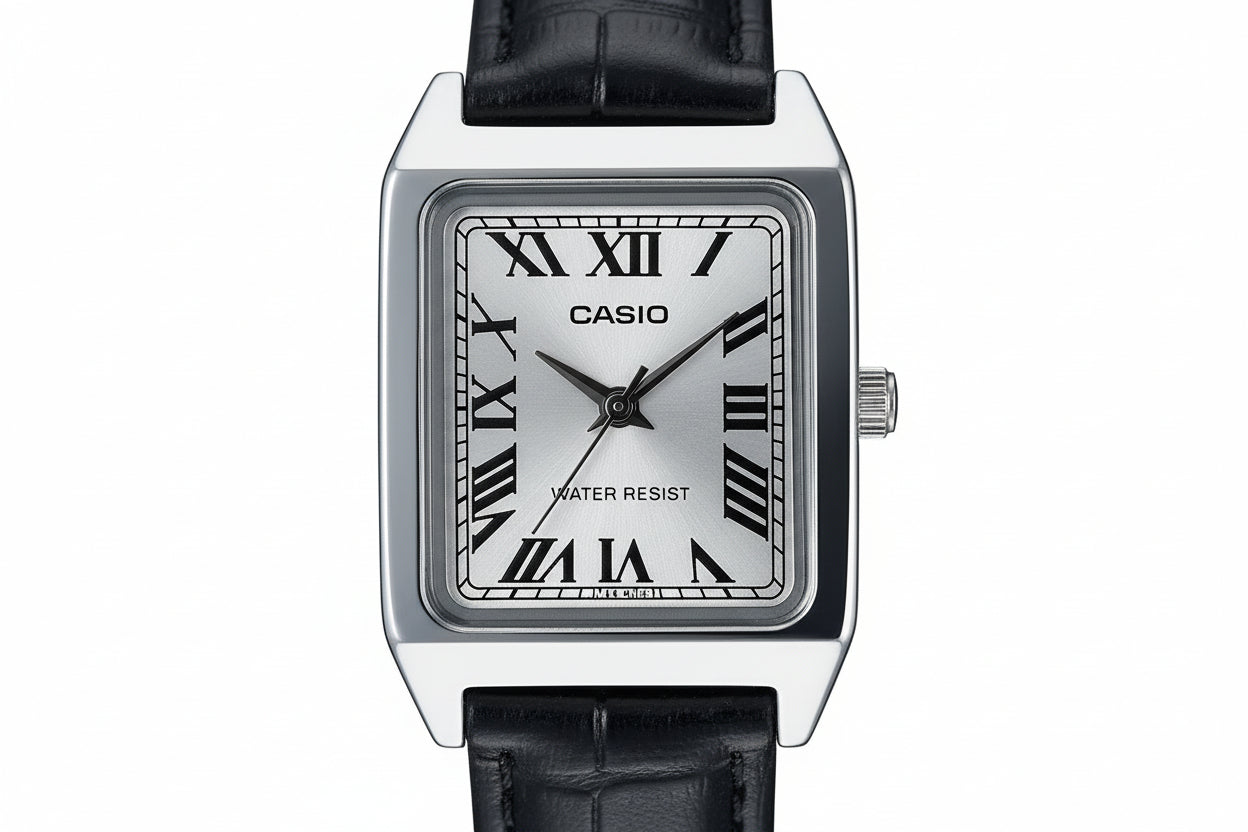 Casio Standard Analog Leather Strap Silver Dial Quartz LTP-V007L-7B1 Women's Watch - Memorree