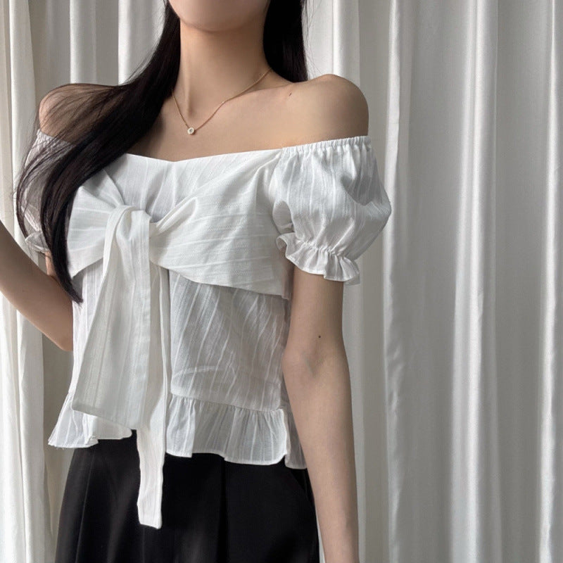 Bow-tied Ruffled Frill Blouse - Memorree