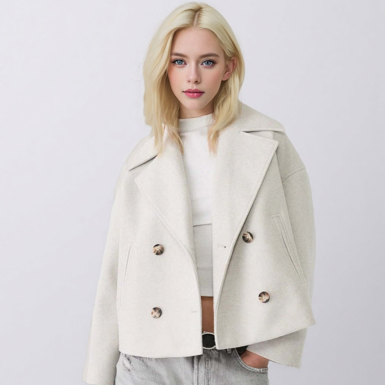 Babe Half Pea Coat Oversize - Memorree