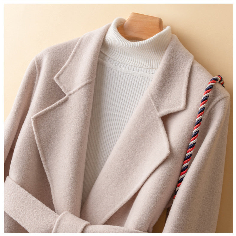 Pure Wool Double Cashmere Slim-fit Half Coat - Memorree