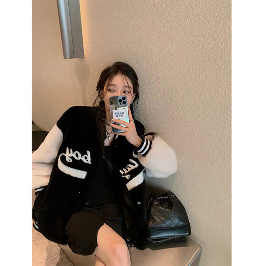 Mink Fur Woolen Baseball Jacket - Memorree