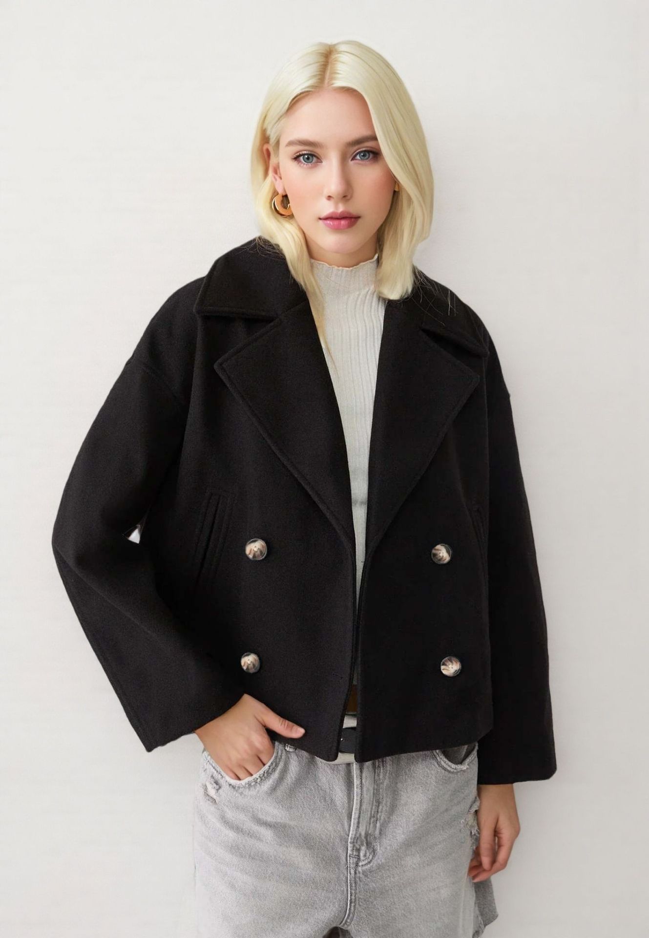 Babe Half Pea Coat Oversize - Memorree