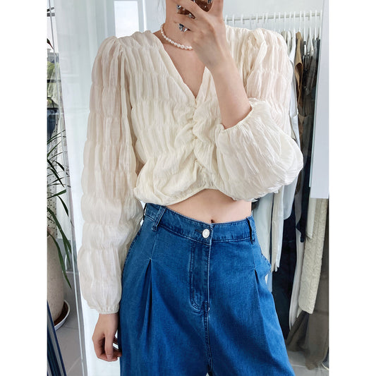 Chiffon Pleated Blouse - Memorree