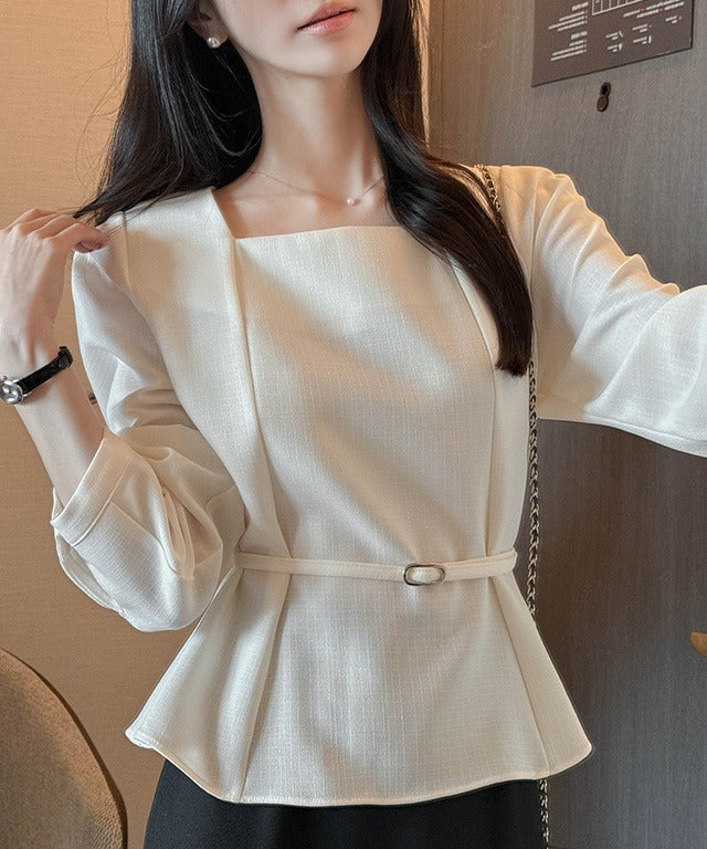 Peplum Belt Blouse