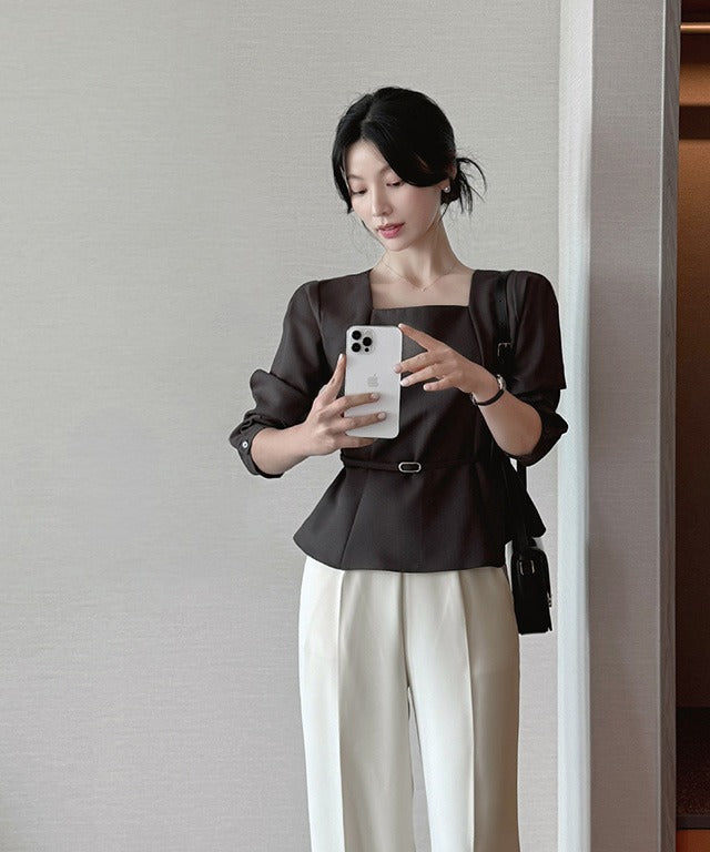 Peplum Belt Blouse