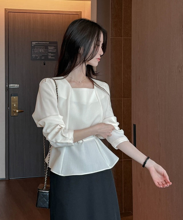Peplum Belt Blouse